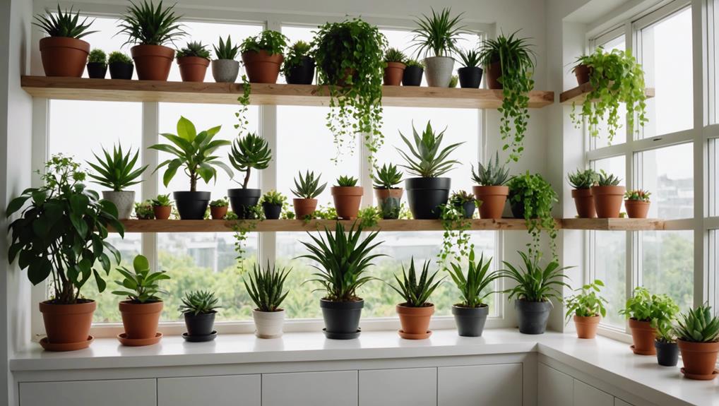 display plants on shelves