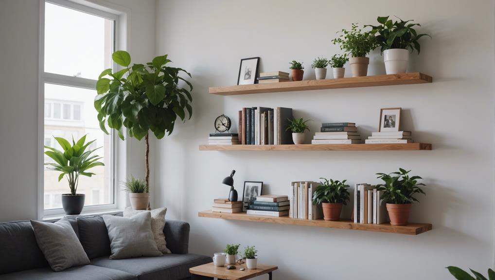 efficient floating wood shelves