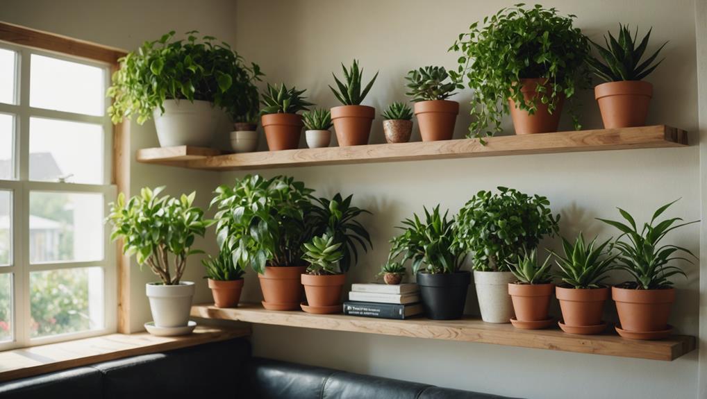 plant decor on shelves